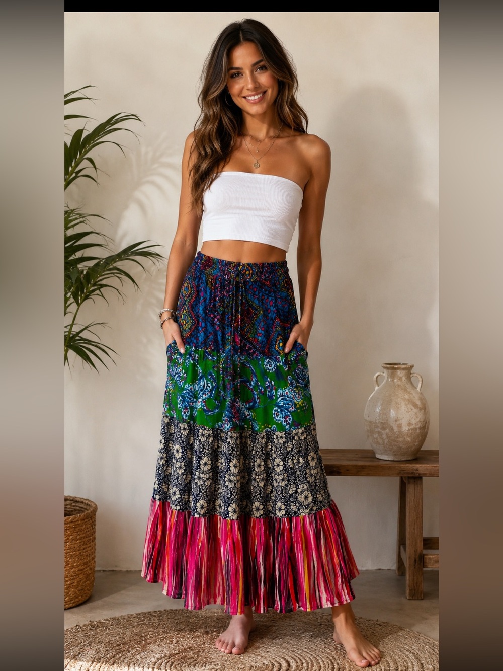 Bohemian skirt no pockets , free size!